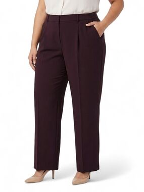 Worthington Everyday Pant Rich Plum Purple Wide Leg Trousers Plus Size 18W NWT